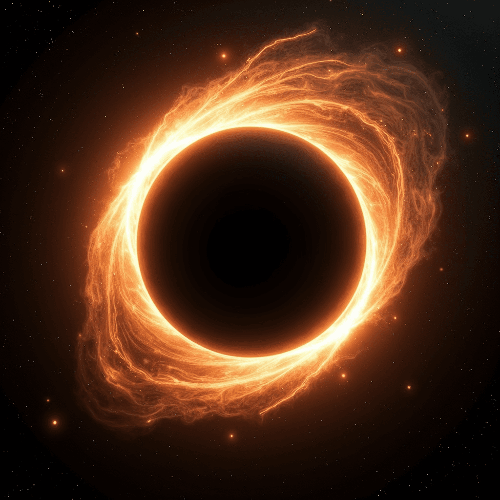 AI generated: Generate a scientifically accurate and visually stunning depiction of a supermassive black hole, rem...