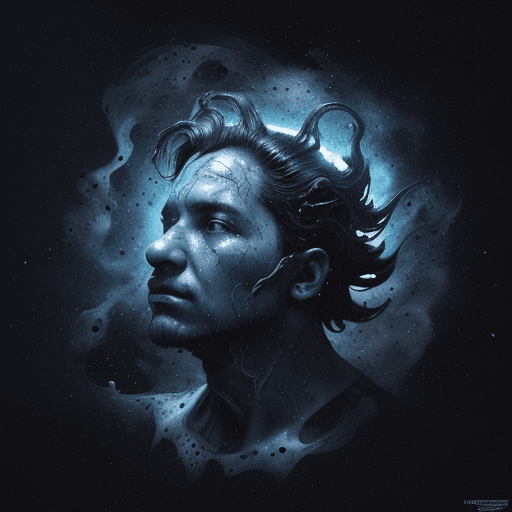 AI generated: alberto seveso art, wolf in space nebula, water ink, ink water, ink, cosmic space background, albert...