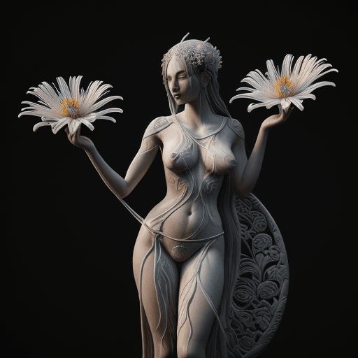 AI generated: goddess of the moon, with spider lily flowers, intricate artwork, high detail, octane render, 8k