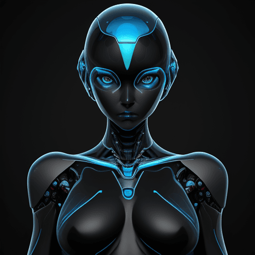 AI generated: robot women, in the style of fine attention to anatomy, dark black and azure, high dynamic range, or...