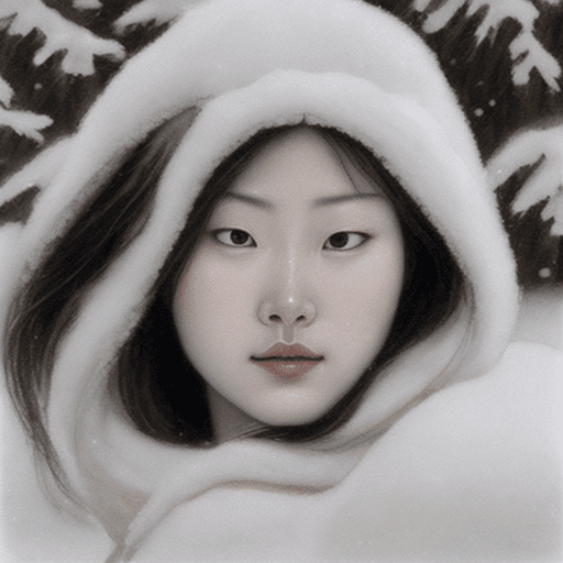AI generated: close-up photo, in the style of xiaofei yue, snow scenes, steve hanks, white and silver, normcore, c...