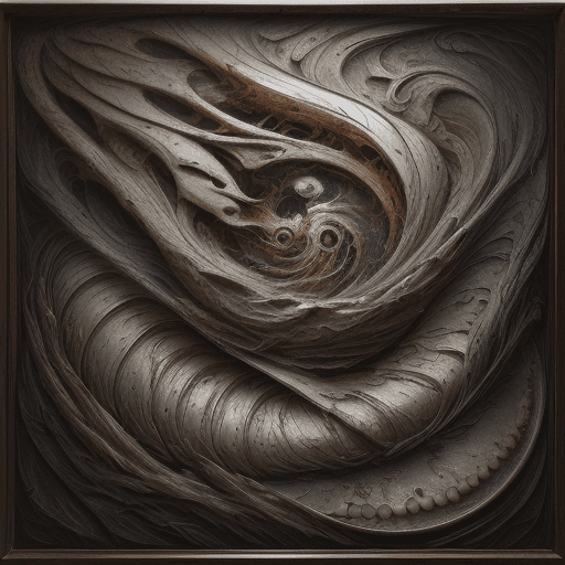 AI generated: liquid painting, flowing paint over the entire surface, strange effect painting, used paper, biomech...