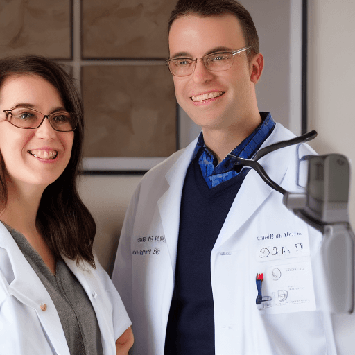 AI generated: speech therapist, portrait, white coat