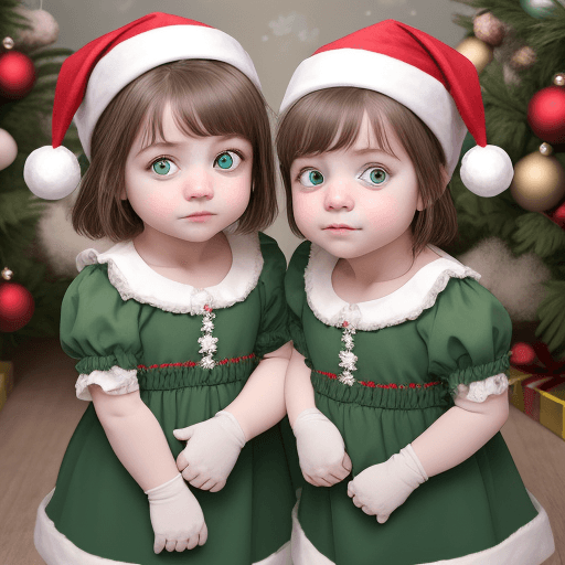 AI generated: Two green eye infants. The Gender of the infants are girls, there a taking pictures at a photo studi...