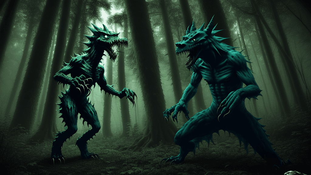AI generated: scary monsters in the forest
