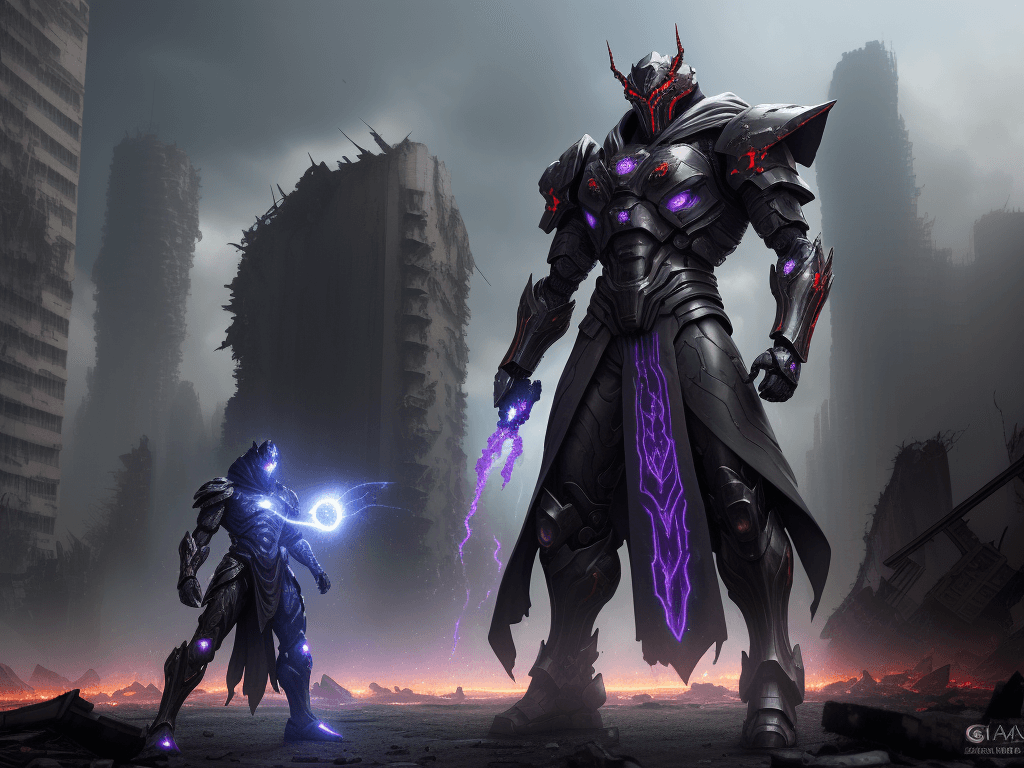 AI generated: Create a hyper-realistic image of an epic showdown featuring a fusion of various elements from the f...
