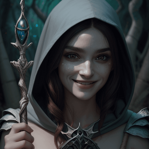 AI generated: A Close up Head and shoulder <lora:Face Portrait:1.0> of a Cloaked & Hooded Mangrove Beast Holding a...