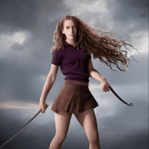 AI generated: Hermione granger, mini skirt, shirtless, bending over, perky, brown hair, fair-skin,, tight skirt, 