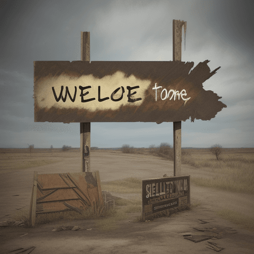 AI generated: Create a weathered post apocalyptic sign with the text "welcome  to Ollerton "