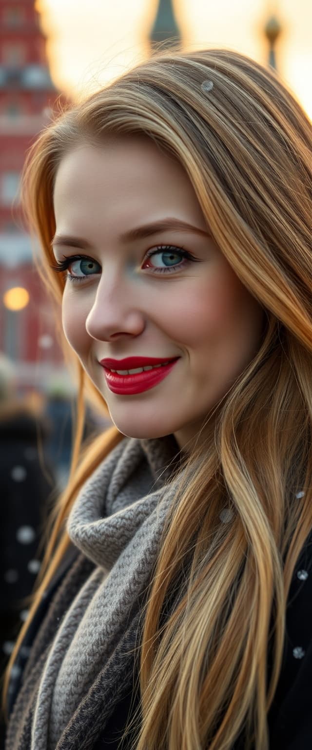 AI generated: "High resolution, close-up profile portrait photograph, Russian woman, early 20's, honey blonde hair...
