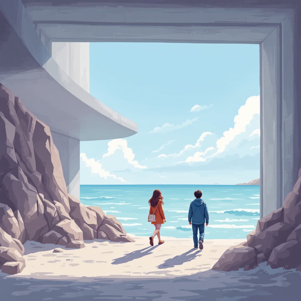 AI generated: Someone was peeping when you walked past at the sea.