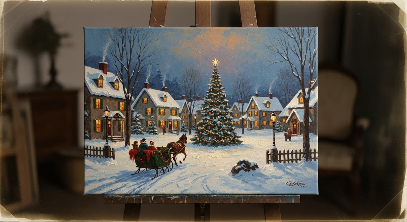 AI generated: Vintage picture of Christmas canvas