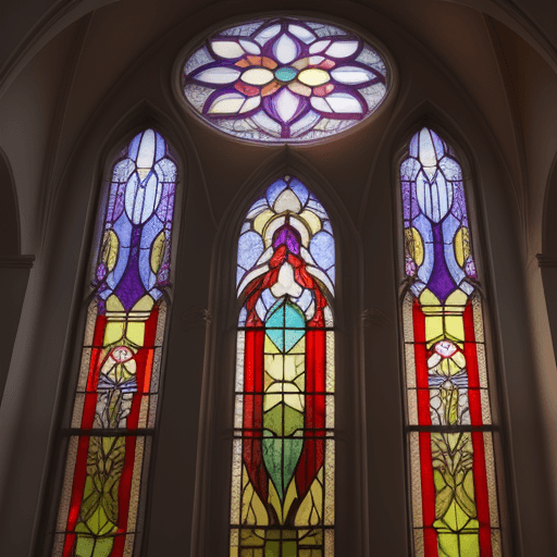 AI generated: city, architecture, simple, stained glass tiffany