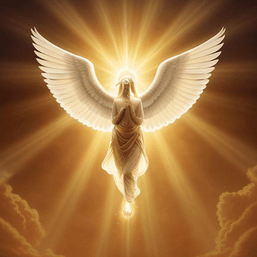 AI generated: A divine and ethereal depiction of the Holy Spirit, illuminated in warm golden tones, resembling an ...
