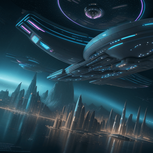 AI generated: star trek, some futuristic city and flying ships, in the style of spiritual landscape, national geog...