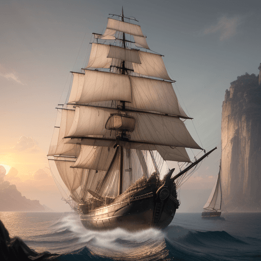 AI generated: Photo of a ultra realistic sailing ship, dramatic light, pale sunrise, cinematic lighting, battered,...