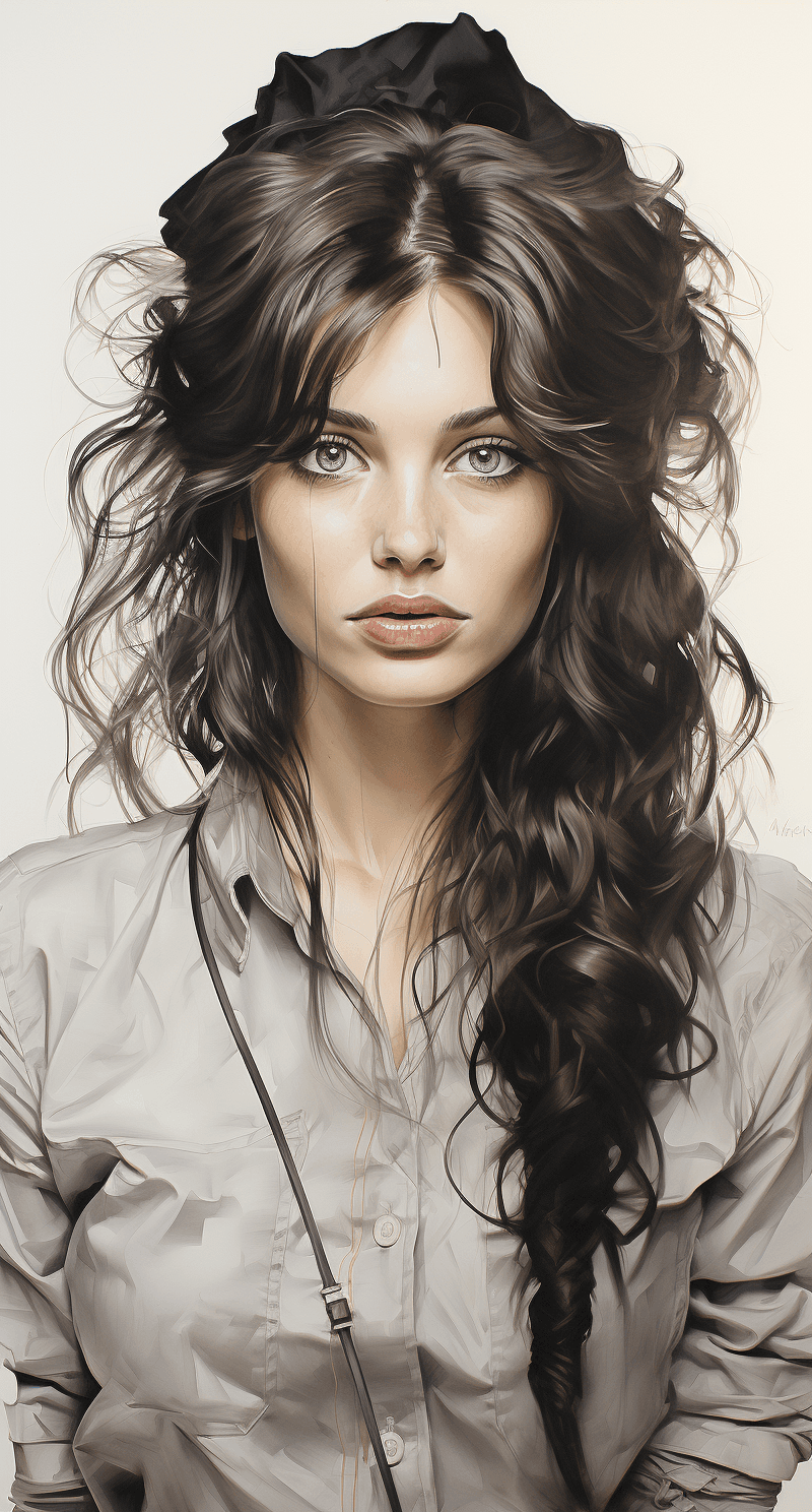 AI generated: an image of a woman in pencil sketch, in the style of photo-realistic drawings, captivating --ar 69:...