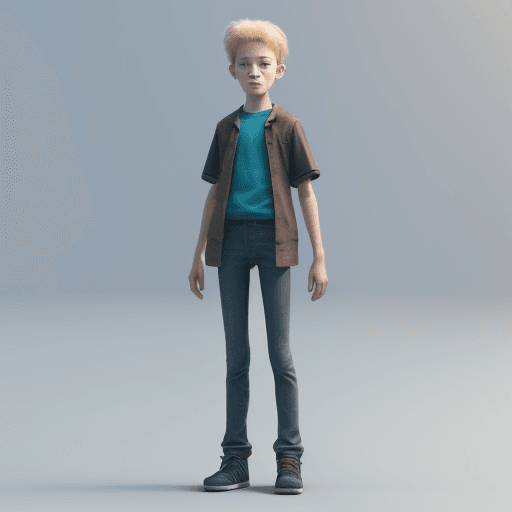 AI generated: a portrait of a 15 year old standing full length, 3d animation, 4k, 8k