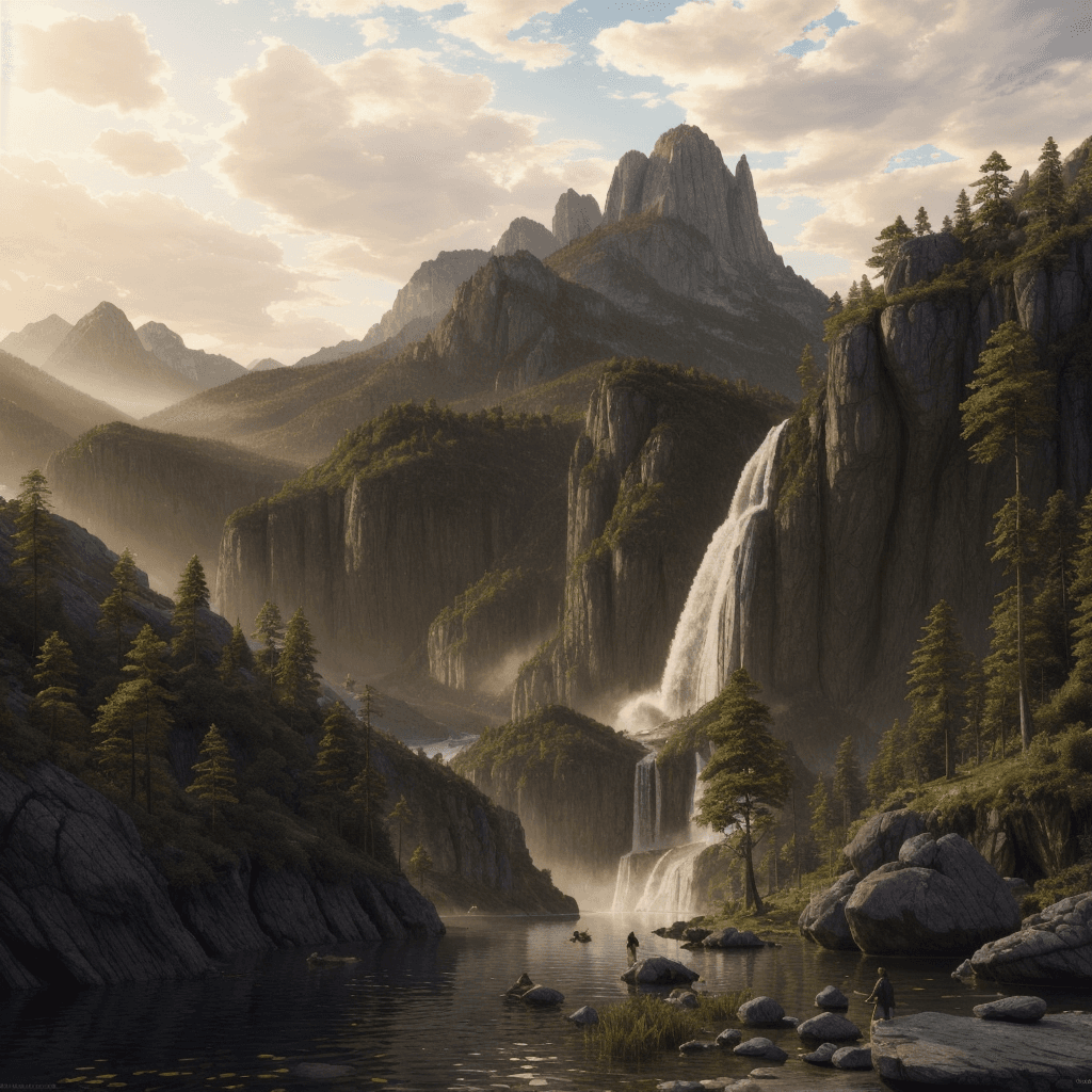 AI generated: beautiful landscape, lake, good contrast, ultrarealistic, photorealistic, smooth mountains, insanely...
