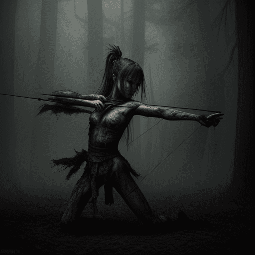 AI generated: imagine the archery, Performing some kind of action, horror ,The setting is in the decayed Edo perio...