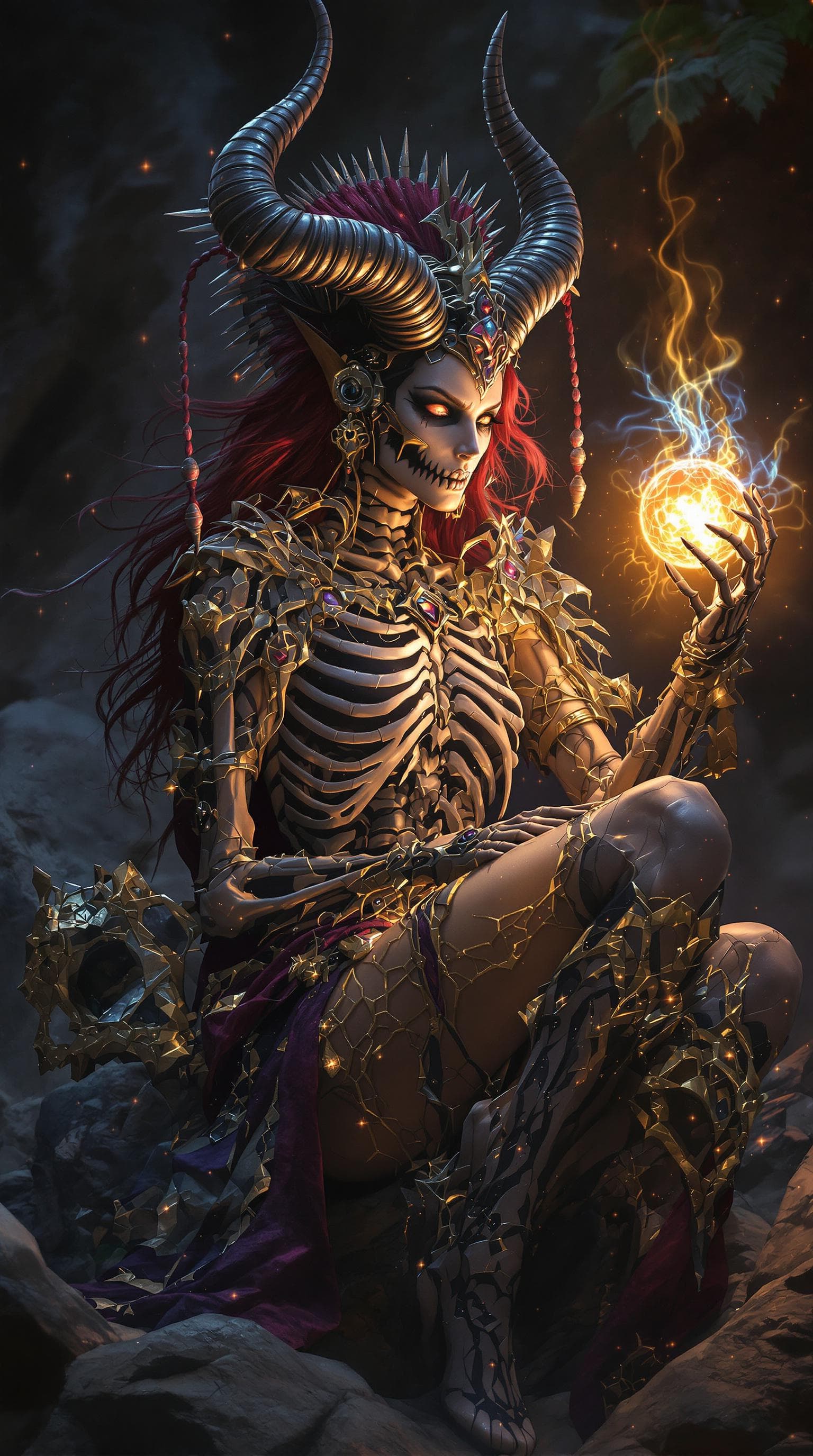 AI generated: a 64K UIHD digital photograph, photorealistic image of a foxy lady holding a glowing magical ball of...