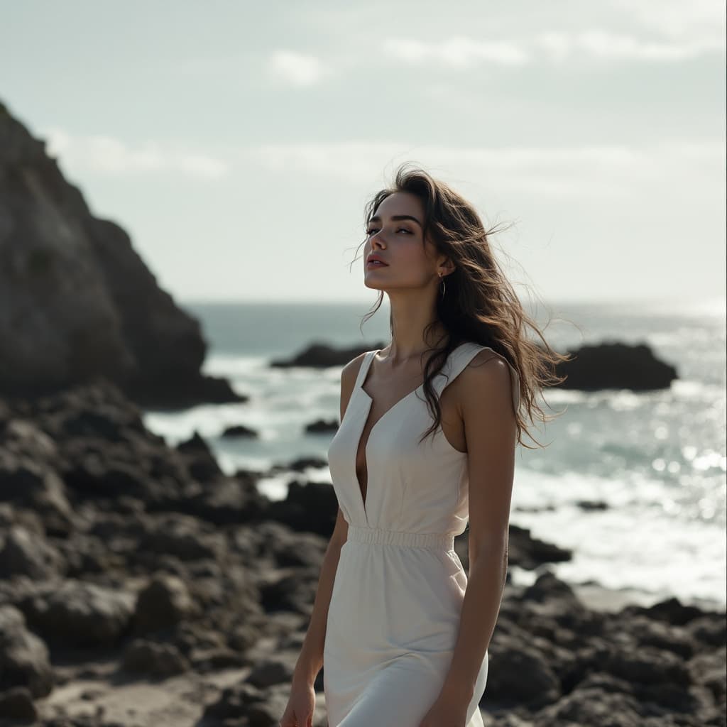 AI generated: Photo of a ultra realistic portuguese girlbin her 20s wearing post modern dress displaying a sense o...