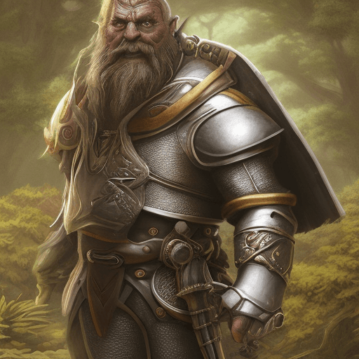 AI generated: Crear una imagen con cuatro personajes de ficción en un ambiente fantástico:

    Orco de 2 metros a...