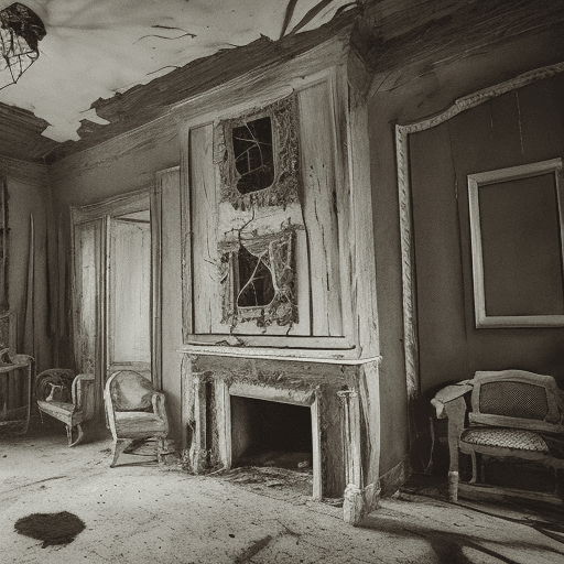 AI generated: a haunted house with ghostly apparitions, eerie shadows, and mysterious secrets lurking in every cor...