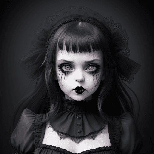 AI generated: Gothic girl, cute, in the style of Gothic fashion, expressive facial expressions, shot on a Sony a7I...