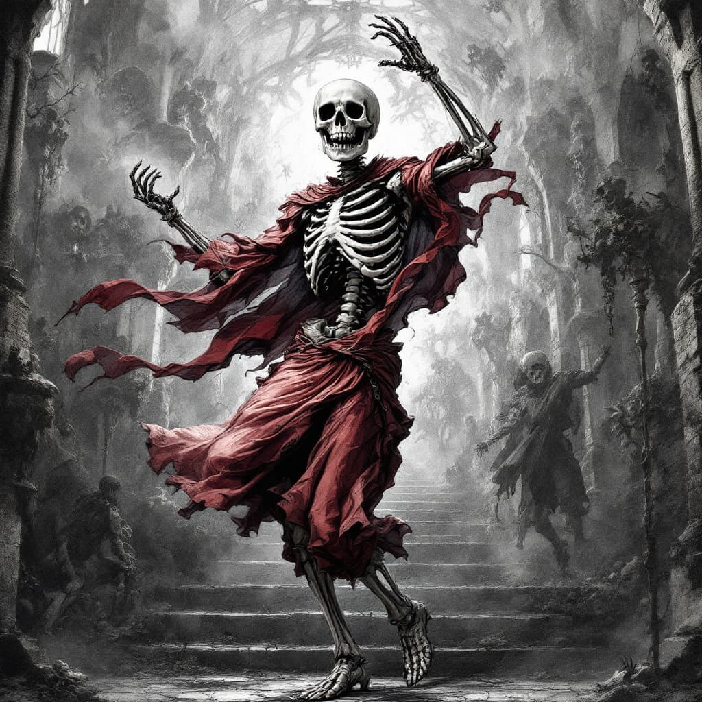 AI generated: Dancing skeleton 