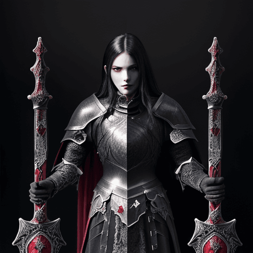 AI generated: High Gothic Dark Fantasy Style intricate, ornate Knight in guilded black Knight armor with a Sword a...