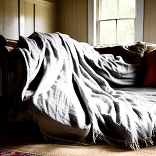 AI generated: dust sheet over a sofa in an old dimly lit 1800's house. style: romantic