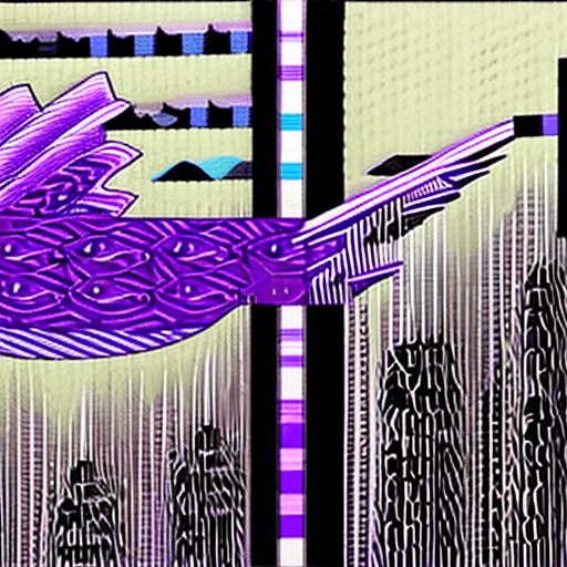 AI generated: A majestic purple hawk that appears to be flying in the sky, in the style of data visualization, flu...