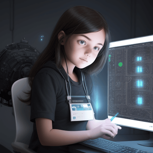 AI generated: the girl developing a technology that will change the world