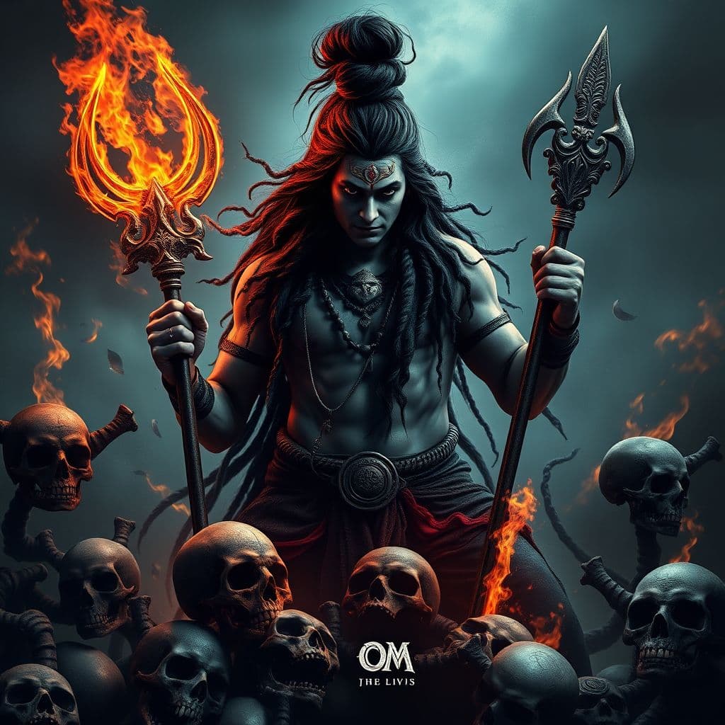 AI generated: Create a hyper realistic 128k photorealistic portrait image of a powerful Lord Shiva Muscular body L...
