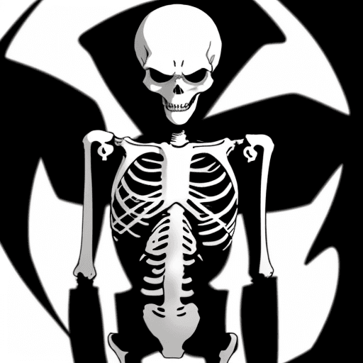AI generated: Skeleton, anime, black and white