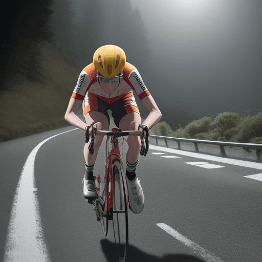 AI generated: Onoda, Yowamushi pedal,cycling,using helmet, on mountain roads, city roads, busy crawling, congested...