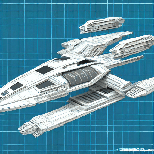 AI generated: alternative star wars spaceship concept art, industrial scifi, technical drawing, vector art, isomet...