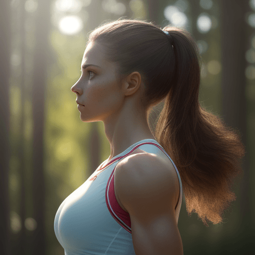AI generated: Front-view of a athletic woman, authentic, soft outdoors-lighting, 8k, award-winning photograph