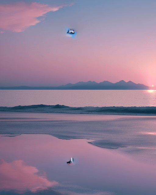 AI generated: Envision a serene dawn over a tranquil sea, where a heart-shaped cloud, ethereal and light, floats i...