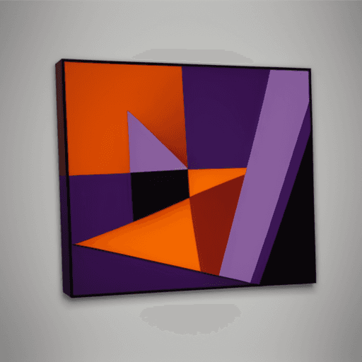 AI generated: cubism, Orange and purple, abstract, perspective, grandma