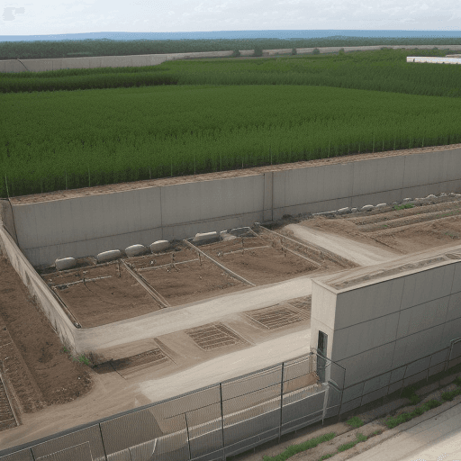 AI generated: equipment and plants restore land after it has been used for many years by a concrete production pla...