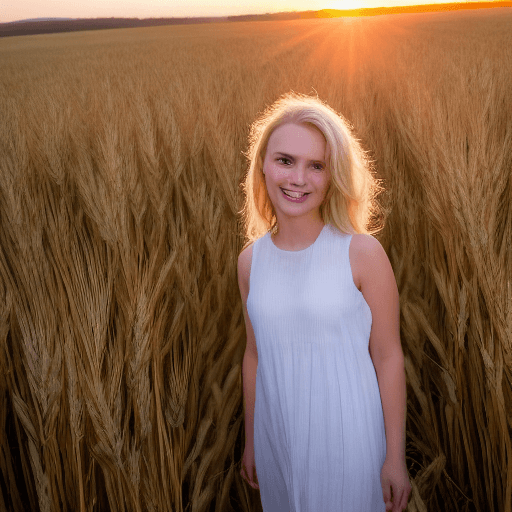 AI generated: "Hyper-realistic photograph of a beautiful blonde girl in her late teens, wearing a white summer dre...