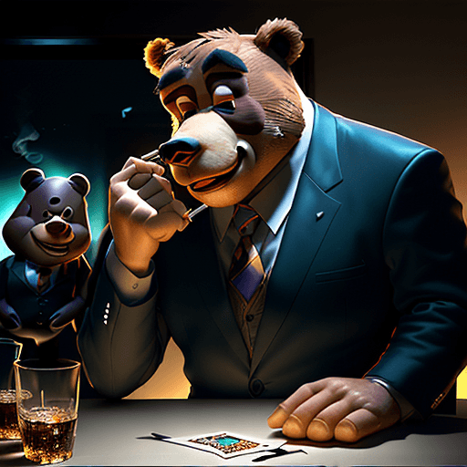 AI generated: A high-detail Pixar-style businessman cartoon character at party scene, drunk with head on table ful...
