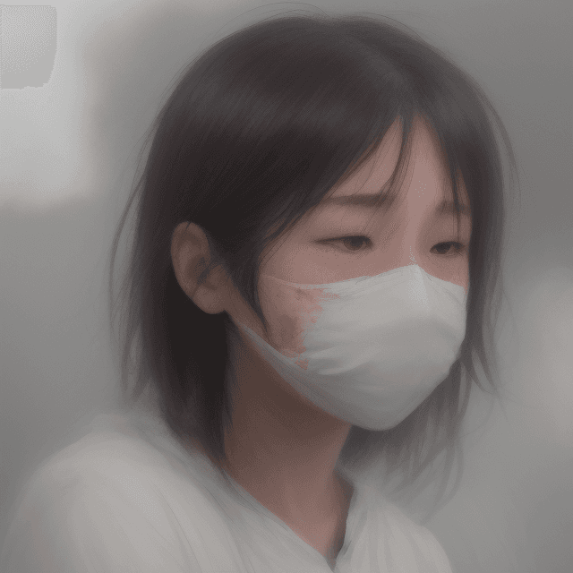 AI generated: a single Woman crying blood, artwork by Chika Yamada, minimalistic, face barely noticeable, blurry f...