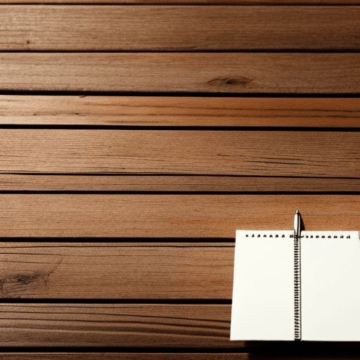 AI generated: open notepad with blank pages, on a Swedish pine wooden floor
