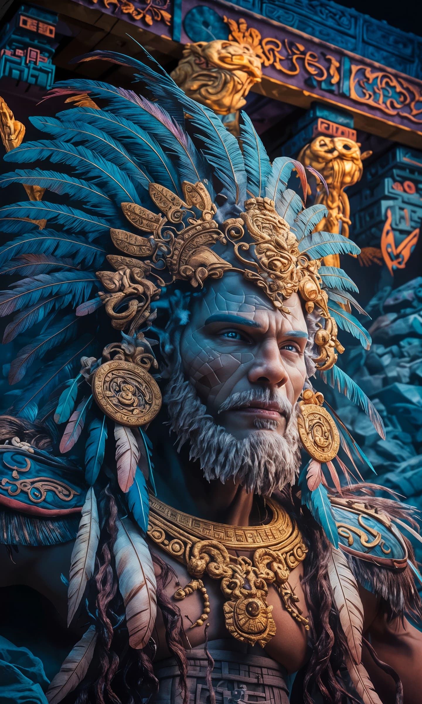 AI generated: Envision an intricate portrait of Chaac that showcases his intricate design and ornate details. The ...