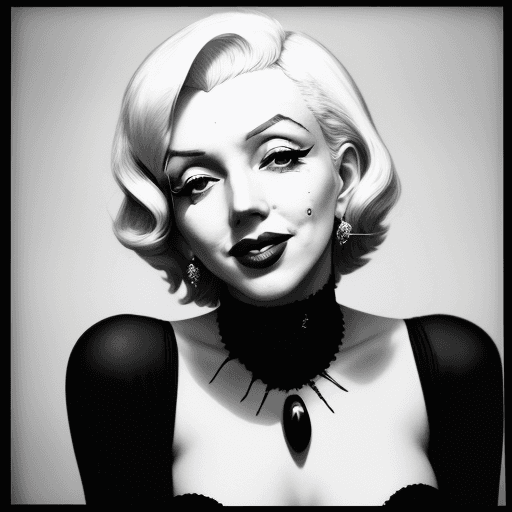 AI generated: Old black and white photography of (Marilyn Monroe: Marilyn Manson: 0.5), expensive jewelry, looking...