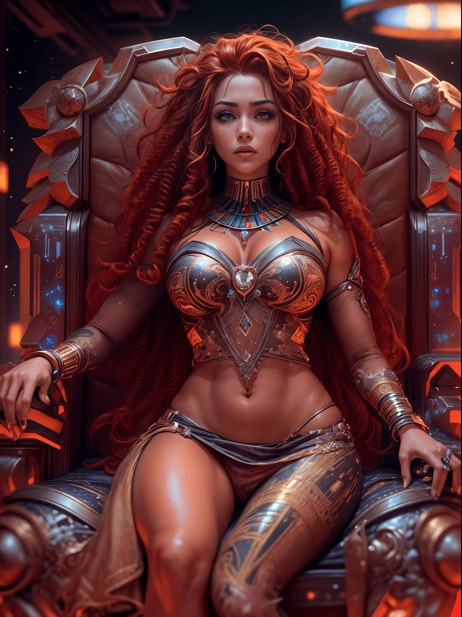AI generated: ((Close-up portrait)), (RAW Photo), Stunning portrait of the beautiful Queen of the Cosmos, with sun...
