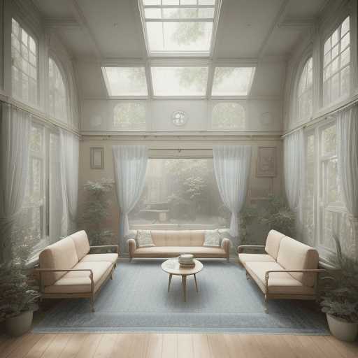 AI generated: High resolution photography interior design, dreamy sunken living room conversation pit, wooden floo...